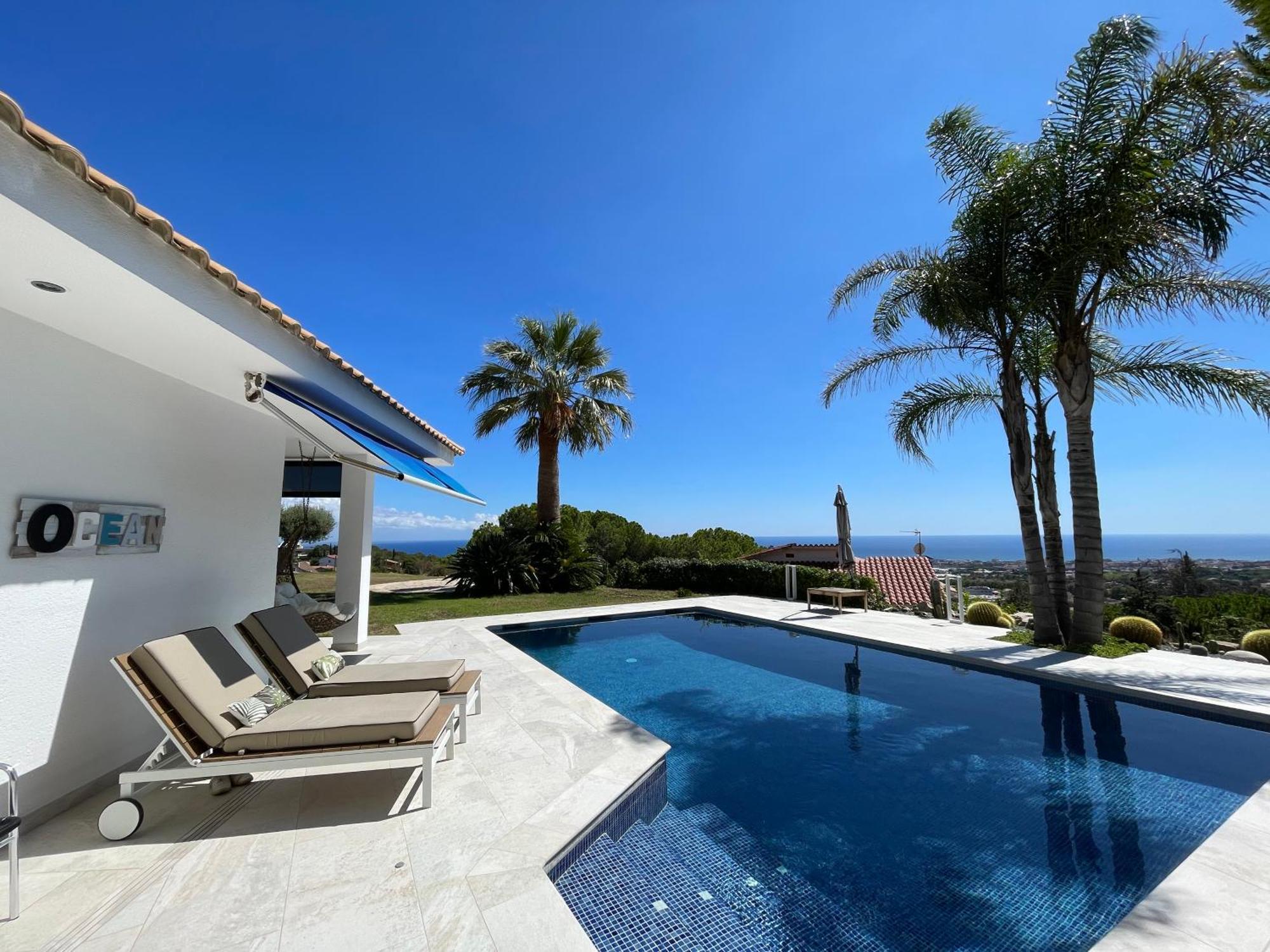 Palm Maresme - Suite With Bathroom And Terrasse With Ocean Views In A Private Villa Vilassar De Dalt Bagian luar foto